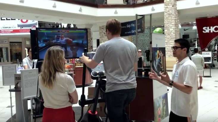 Mall Shoppers Take on Goji Play on Elliptical Trainers